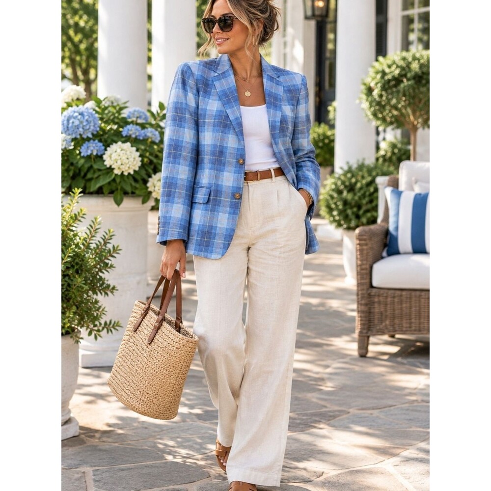 RALPH LAUREN Classic Blue Plaid Blazer